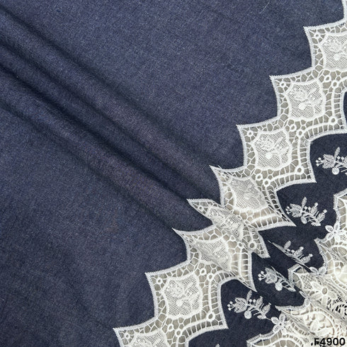 Lace Work Denim Cotton Fabric-F4900